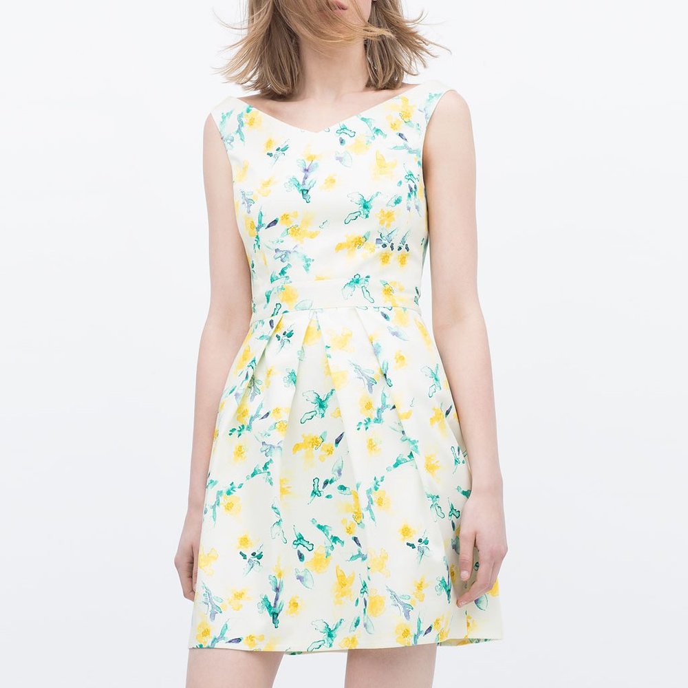 Zara Floral Print V-neck Dress - Picture 2 of 4